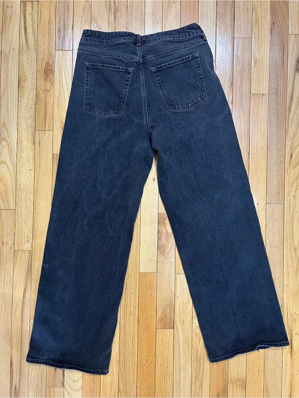 Old Navy Sky-Hi Wide Leg Jeans Two-Tone Colorblock Panel Faded Black Gray Size 8